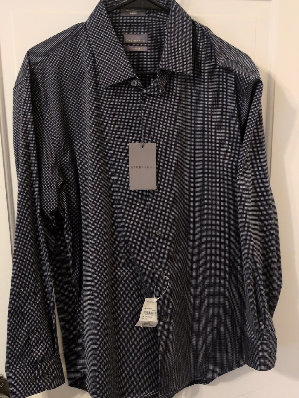 Calibrate Trim Fit Navy & Silver 32-33 Dress Shirt